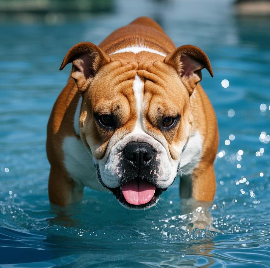 【训狗教程】如何训练英国斗牛犬克服怕水问题分享