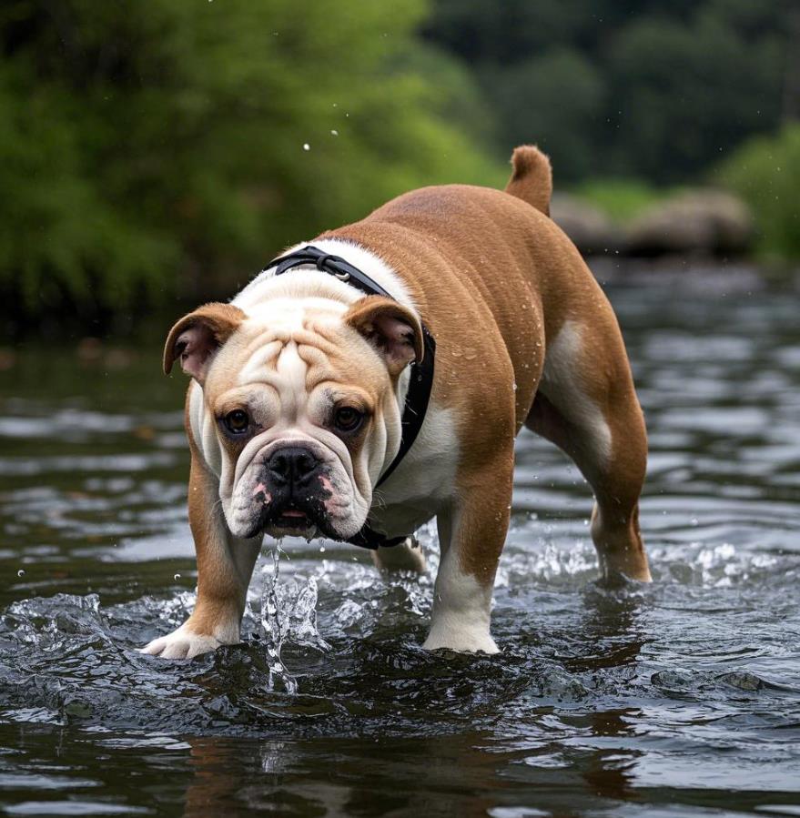 【训狗教程】如何训练英国斗牛犬克服怕水问题分享